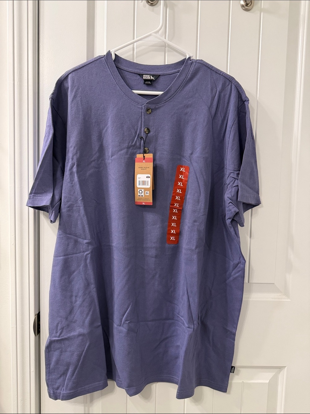 NWT XL Eddie Bauer Men's Short-Sleeve Henley in Lavender